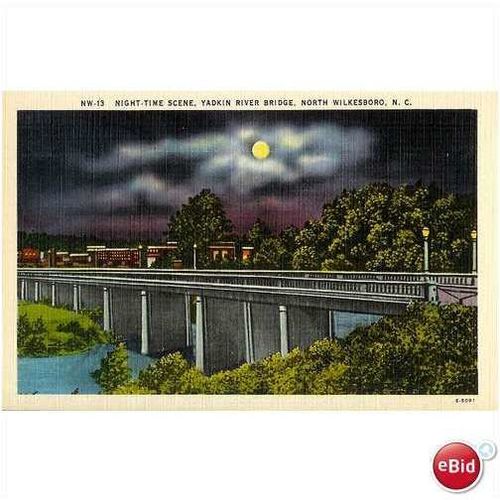 1940's Yadkin River Bridge, at night, North Wilkesboro, North Carolina