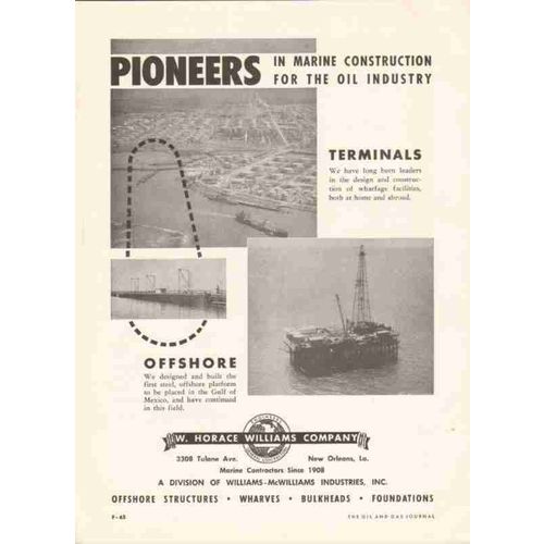 w horace williams company 1959 pioneers offshore drilling vintage ad