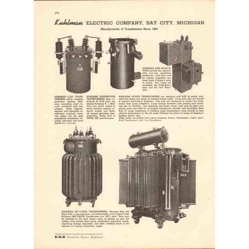 kuhlman electric company 1943 distribution transformer vintage catalog