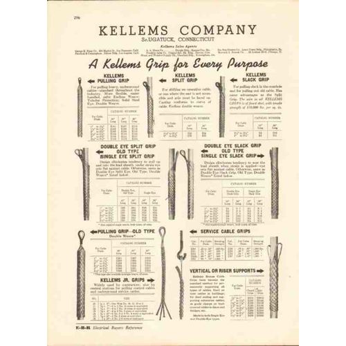 kellems company 1943 pulling split slack cable grips vintage catalog