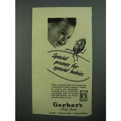 1942 Gerber's Baby Food Ad - Special Prunes