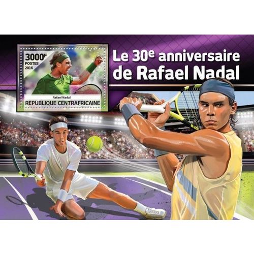 CENTRAL AFRICA 2016 SHEET MNH TENNIS RAFAEL NADAL SPORTS 3A