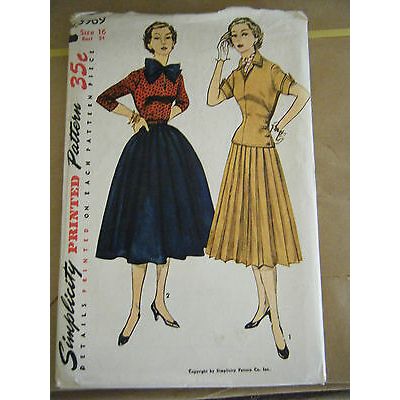 Vintage 1950's Simplicity 3969 Misses Dress Pattern - Size 16 Bust 34