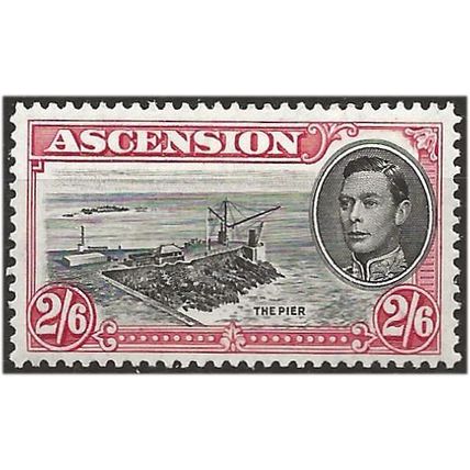 Ascension 1944 SG45b 2/6d Black & Deep Carmine Perf 13 Mounted Mint . .. .