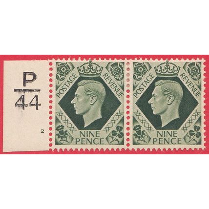 GB KGVI 1939 9d OLIVE GREEN SG473 MOUNTED MINT PAIR CONTROL P44 2