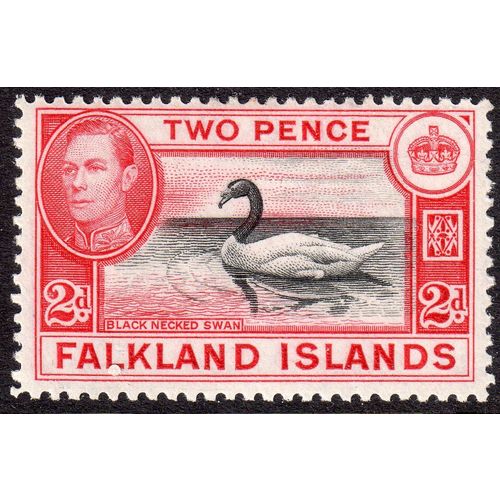 1938 FALKLAND ISLANDS Sg150 2d Black & Carmine-Red lightly m/mint (G55)