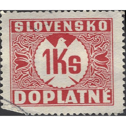 SLOVAKIA, Postage Due, dove, red 1939, 1Ks