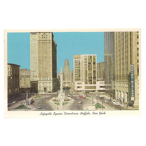 LAFAYETTE SQUARE DOWNTOWN, BUFFALO, NEW YORK, USA unused vintage postcard