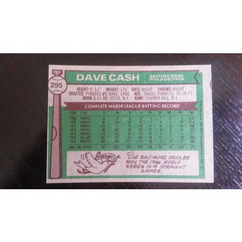 1976 Topps Card # 295 Dave Cash Mis-Cut Good (2) Philadelphia Phillies