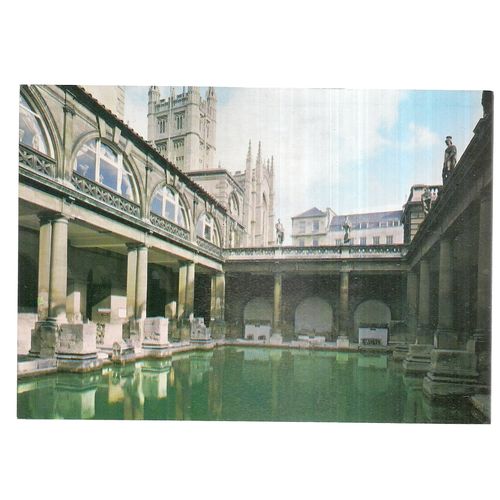 THE ROMAN BATHS & ABBEY, BATH. unused vintage postcard by Harvey Barton =
