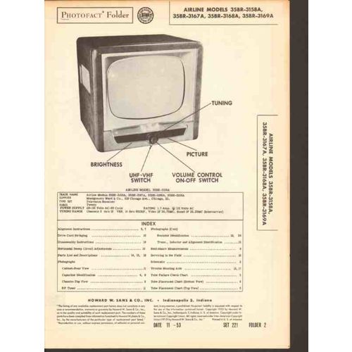 AIRLINE model 35BR-3158 35BR-316x TV television Sams Photofact manual