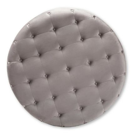 Royal Blue / Slate Gray Velvet Round Tufted Cocktail Ottoman Coffee Table 38.5"
