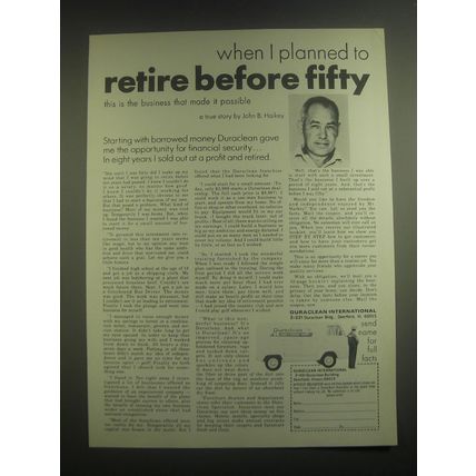 1982 Duraclean International Ad - When I planned to retire before fifty