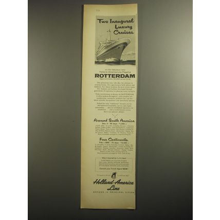 1959 Holland-America Line Ad - Two inaugural luxury cruises