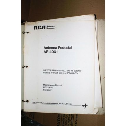 Honeywell/Sperry/RCA AP-4001 Antenna Pedestal Maint Manual IB8029079 rev 1