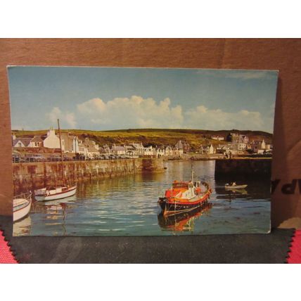 LIFEBOAT & HARBOUR, PORTPATRICK, DUMFRIES & GALLOWAY used vintage postcard =