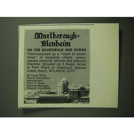 1970 Marlborough-Blenheim Hotel Ad - on the Boardwalk and Ocean