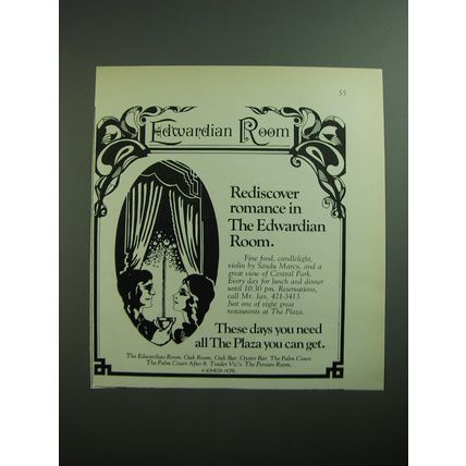 1970 Edwardian Room at the Plaza Hotel, NYC Advertisement - Rediscover romance