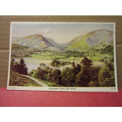 GRASMERE FROM RED BANK, CUMBRIA used postcard.by Chadwick dated 1954 =