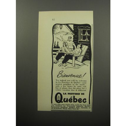 1951 Quebec Canada Ad - Bienvenue!