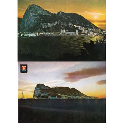 Gibraltar Harbour Sunset 2x Postcard s