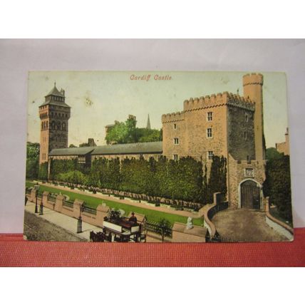 CARDIFF CASTLE, WALES used antique postcard 1905 pm =