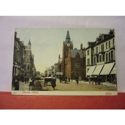 CHURCH ROAD, HOVE, BRIGHTON, SUSSEX unused antique postcard =
