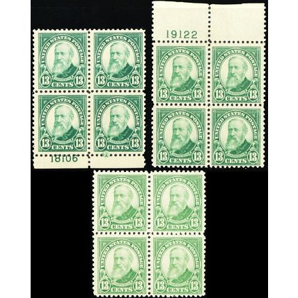 622, Mint NH 13¢ - THREE Blocks of Four CV $228.00 * Stuart Katz