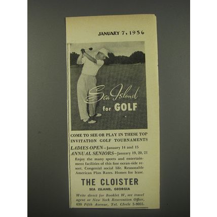 1956 The Cloister Resort Ad - Sea Island for Golf