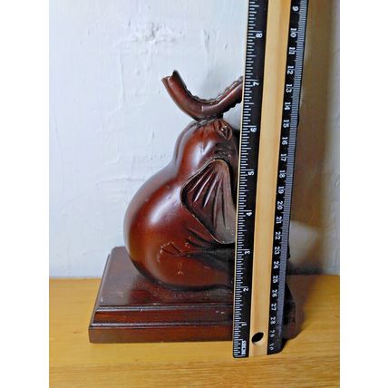 Indonesian/Mahogany Wood Elephant Sitting Sculpture/Carving Selamat Designs