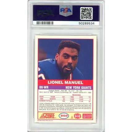 1989 Score Lionel Manuel #202 PSA 9 P1392