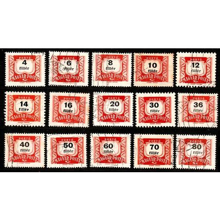 Hungary 1958 Postage Due Mix of 15 Used Stamps #3