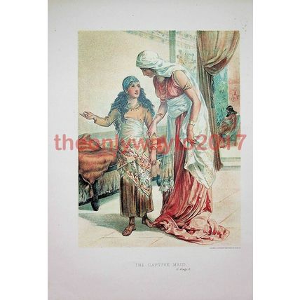 Captive Maid, Family Bible, Book Illustration, c1890