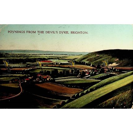 Poynings From Devil's Dyke, Brighton, Postcard 1930s