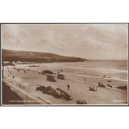 Porthmeor Beach, St Ives, Cornwall, 1934 - Valentine's RP Postcard