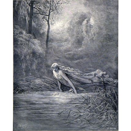 DANTE AND THE RIVER OF LETHE 1885 Gustave Doré ANTIQUE ENGRAVING