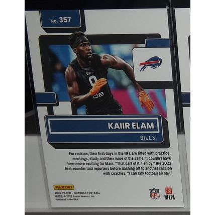 2022 Donruss KAIIR ELAM (Bills) Rated Rookie Press Proof Gold #357
