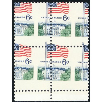 1338, Mint NH 6¢ Two Way Misperfed Block of Four Stamps Error * Stuart Katz