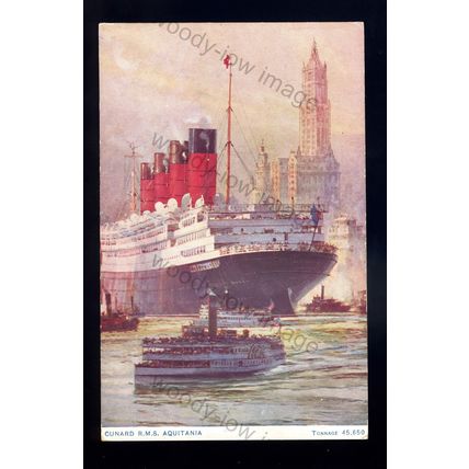 LS2468 - Cunard Liner - Aquitania - built 1914 - postcard