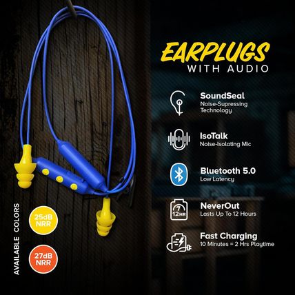 Plugfones Basic Pro Earplug Headphones Wireless Bluetooth In-Ear Earplug Earbuds