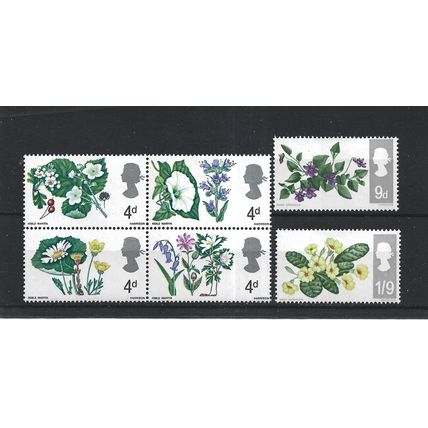 GB.British Wild Flowers set of 6.Phosphor Issue.Mounted Mint.Jul25b