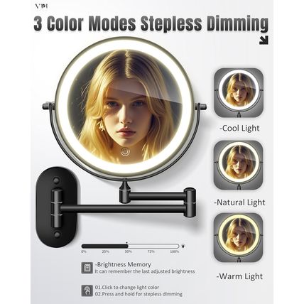 Wall Mounted Makeup Mirror with Light, 20X/1X 8'' Double Sided LED Magnifying Ba