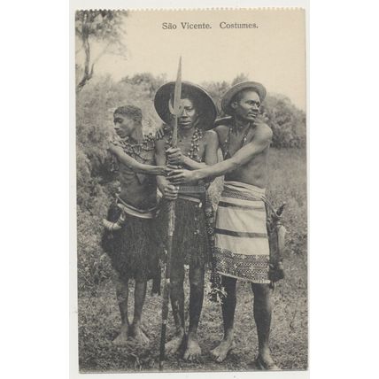 Cape Cabo Verde : SAO VICENTE : Costumes Natives early 20th C. RPPC