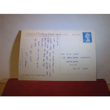 ST. CADDOC'S CHURCH, RAGLAN, MONMOUTHSHIRE used postcard dated 2002 =