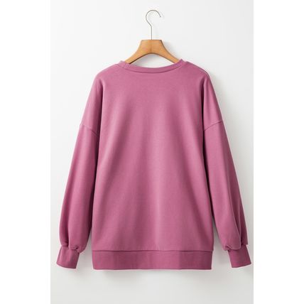 Valerian Solid Fleece Lined Drop Shoulder High Low Sweatshirt