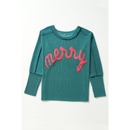 Skobeloff Merry Graphic Corded Batwing Sleeve Knit Top