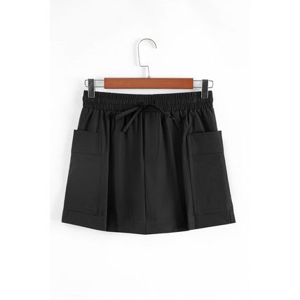 Black Cargo Pocket Elastic Waist Active Casual Skort