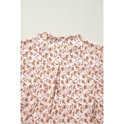 Yellow Printed Lace Detail Floral Puff Sleeve Fall Shirt