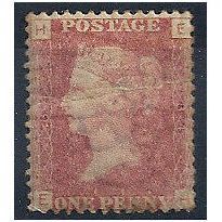 1864 SG43 1d Red Plate 184 Mounted Mint (Faded)