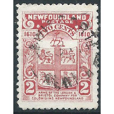 Newfoundland 1910 SG96 2c Rose-Carmine Good+/Fine Used....